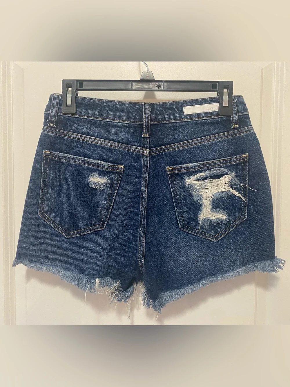 Cello Dark Blue Distressed Denim Shorts